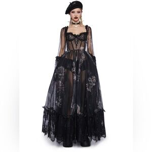 Dolls Kill Widow Dance With Death Maxi Dress - Floral